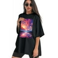 thumbnail image 3 of Plus Size Shirt for Women Black Tops for Women Oversized Short Sleeves Shirt for Women Beautiful Heavenly Sky T Shirt Crewneck Shirt for Women L, 3 of 5