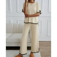 thumbnail image 4 of SWSMCLT Women's Baggy 2 Piece Outfit Autumn Crew Neck Date Breathable Comfy Matching Set Billowy Matching Outfit Apricot Large, 4 of 5