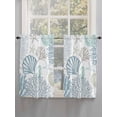 thumbnail image 3 of Light Blue Teal Coastal Kitchen Curtains 45 Inches length, Summer Beach Coral Shell Ocean Window Treatment Curtain Drapes, Lightweight Window Panels for Living Room Bedroom, 52"x45", 2 Panels, 3 of 7