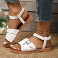 thumbnail image 5 of Women's Sandals Dressy Casual Summer Open Toe Buckle Ankle Strap Espadrilles Flatform Shoes Comfy Wedge Sandal White Women Sandal, 5 of 6