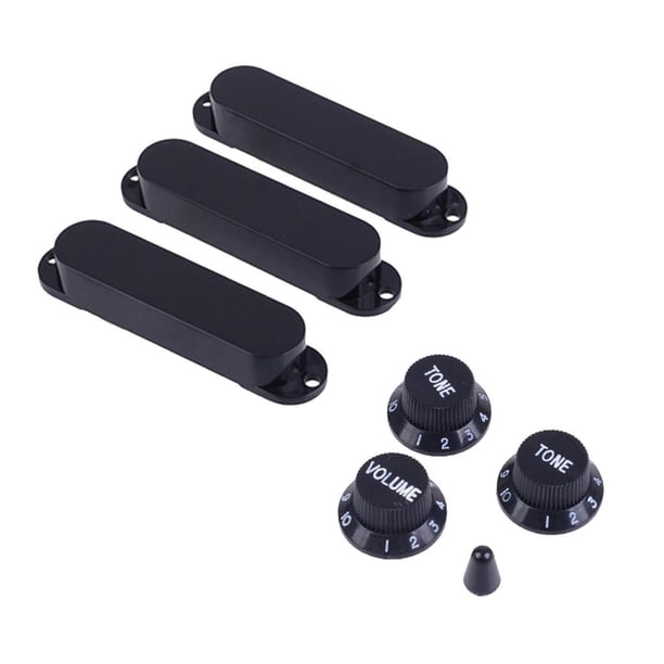 Práctica funda para pastilla con botones de volumen y punta de interruptor para guitarra eléctrica Negro