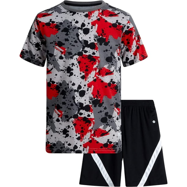 RBX Boys' Activewear Short Set Short Sleeve TShirt and Gym Shorts