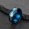 thumbnail image 3 of Dragon Wedding Band for Women or Men Black or Blue Stainless Steel Ring by Ginger Lyne Collection, 3 of 5