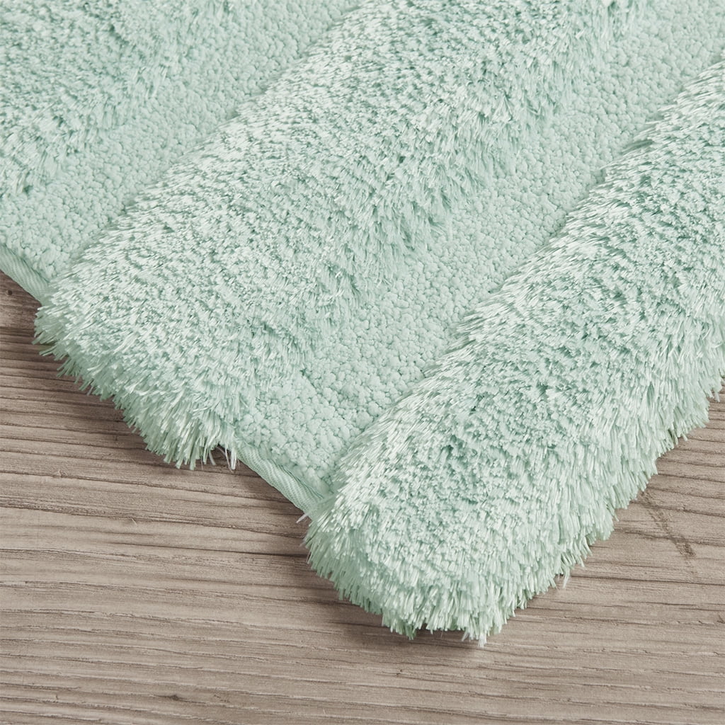MAYEERTY Shag Bath Rug, Non Slip Bath Mat for Bathroom, 17"x24", Seafoam, Machine Wash
