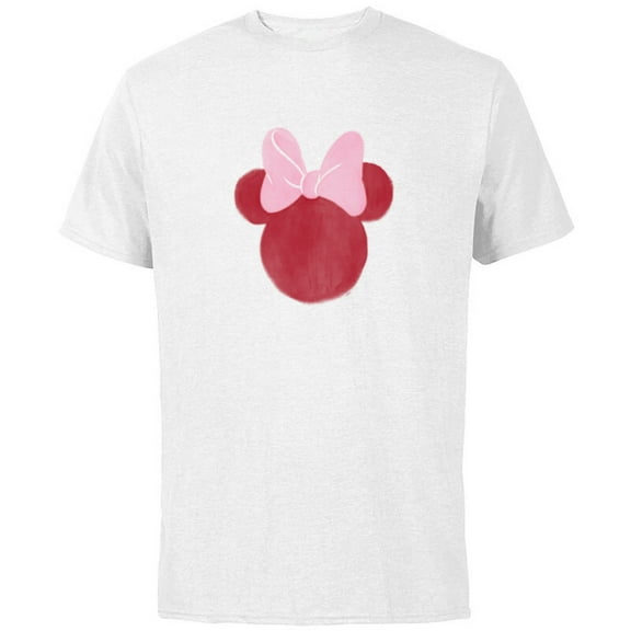 Disney Minnie Mouse Head Ears Bow Distressed Retro Vintage - Short Sleeve Cotton T-Shirt for Adults - Customized-White