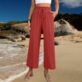 thumbnail image 2 of Women's wide-leg cropped wide-leg pants, flowy and casual , with pockets., 2 of 9