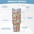 thumbnail image 5 of Rateoe Colorful Chili Printed 40OZ Ice Bully With Handle - Stainless Steel Travel Cup Portable for Hot & Cold Drinks, Travel, Gym, Home, and Outdoor Activities, 5 of 8