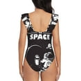 thumbnail image 5 of Disketp The Race to Space PrintWomen's Ruffled One Piece Swimsuit V Neck-Medium, 5 of 8
