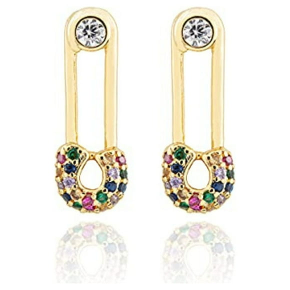 Arete broquel dorado CYRA modelo segurito con circonia