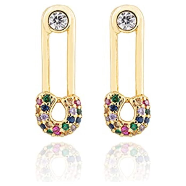Arete broquel dorado CYRA modelo segurito con circonia