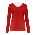 thumbnail image 5 of Timegard Tops for Women V Neck Comfy Long Sleeve Tops Basic Tee Casual Solid Color Mid Long Blouse, 5 of 5