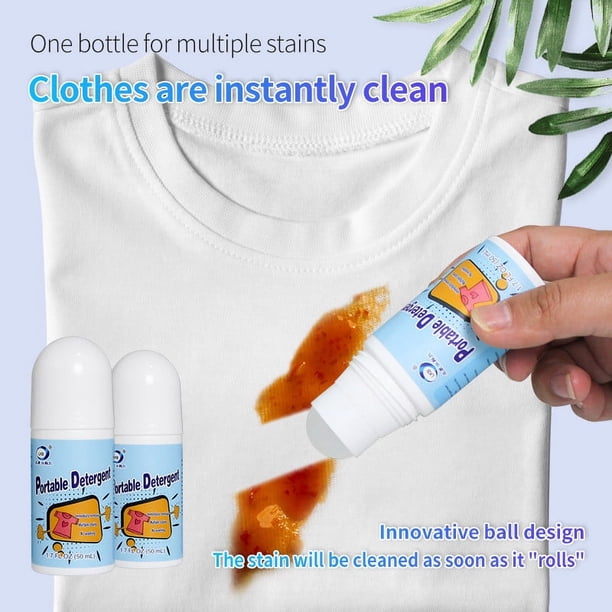 Removedor de manchas de emergencia Rollerball Pen 50 ml para ropa - Limpiador instantáneo de manchas para alimentos, vino, café, aceite - Fórmula sin lavado para todas las telas - Tratamiento de