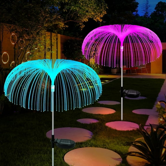 Solar Garden Lights Outdoor Decorations Waterproof, Jellyfish Solar Lights 7 Color Changing Decorative, Solar Stake Light for Garden/Lawn/Patio/Yard/Walkway/ Wedding Decor, 2 PCS
