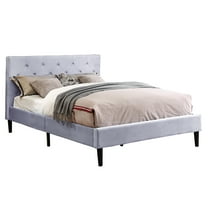 Furniture of America Frohm Flannelette Platform Bed, Queen, Light Gray