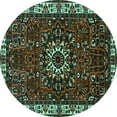 thumbnail image 1 of Ahgly Company Indoor Round Persian Turquoise Blue Traditional Area Rugs, 8' Round, 1 of 4
