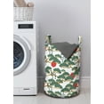 thumbnail image 3 of Ethnic Laundry Bag, Japanese Pattern of Bonsai and Sun Oriental Cultural Elements of Asia, Basket with Handles Drawstring Closure for Laundromats, 13" x 19", Army Green and Vermilion, by Ambesonne, 3 of 4
