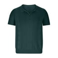 thumbnail image 4 of Men's Knit Golf T-Shirt Vintage 1/4 Zipper Preppy Style Tennis Shirts Summer Casual Short Sleeve Sweater Tops, 4 of 7
