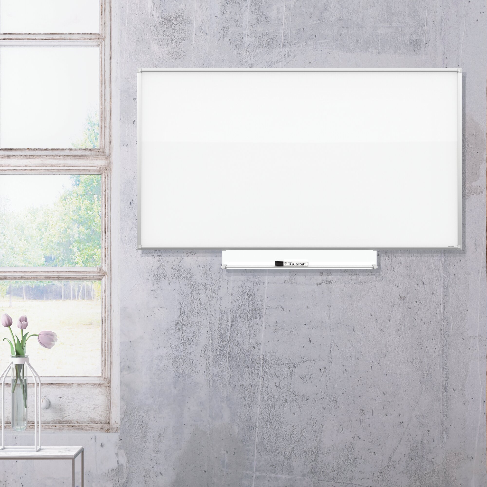 Quartet Silhouette Total Erase Dry-Erase Board, 74" x 42", Silver Aluminum Frame