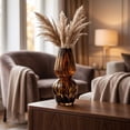 thumbnail image 6 of Tortoiseshell Gourd Glass Vase, Brown Leopard Print Decorative Bud Vase for Dried Flowers, Fall Table Centerpiece Decor for Home Shelf Bedroom, 6 of 8