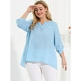 thumbnail image 4 of Unique Bargains Blouse à Encolure en V Fendue à Manches 3/4 pour Femme Grande Taille, 4 of 6