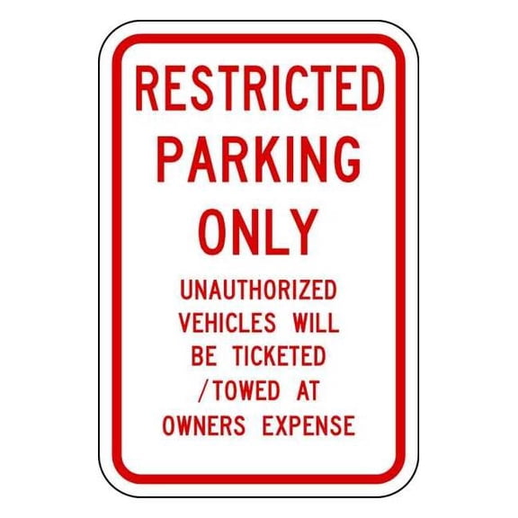 Lyle Tow Zone No Parking Sign,18" x 12" RP-065-RW-12HA