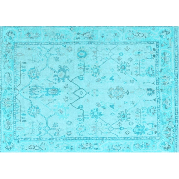 Ahgly Company Indoor Rectangle Oriental Light Blue Traditional Area Rugs, 5' x 7'