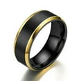 thumbnail image 4 of 8MM Gold Black Blue Silver Band Men Stainless Steel Black Brushed Ring Size 6-12, 4 of 7