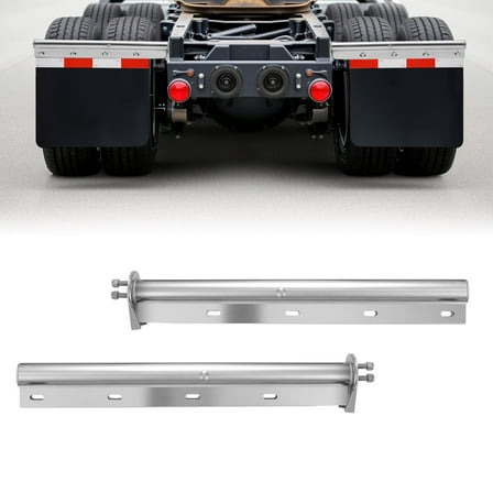 VEVOR Chrome Straight Spring Loaded Mud Flap Hangers, 1-1/8" Bolt Spacing Mudflap Hangers for Semi Trucks, 1 Pair Heavy Duty Semi Truck Mud Flap Hanger Set with Reflective Strips, Silver