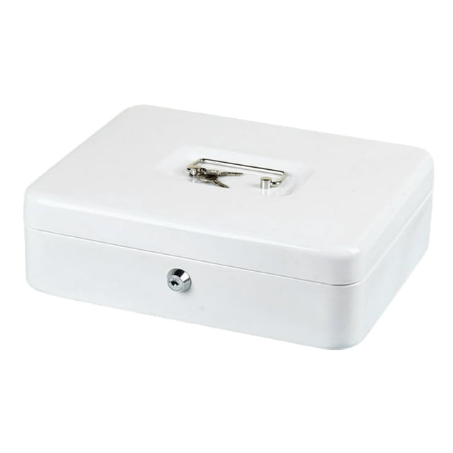 Dsseng Metal Money Box with Lock And 2 Keys Fireproof Cash Safe Box Anti-theft Shockproof Secure Multi Compartments Storage Valueable Things Deposit Tin