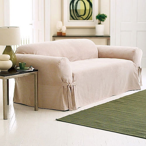 Better Homes and Gardens Soft Suede Sofa Slipcover, Taupe