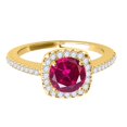 thumbnail image 2 of Mauli Jewels Engagement Rings for Women 1.10 Carat Halo Created Ruby And Diamond Engagement Wedding Ring 4 prong 14k Solid Yellow Gold, 2 of 6