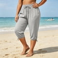 thumbnail image 2 of VBVC Women's Plus Drawstring Loose Capri Joggers , Casual Summer Stretchy Pants For Women , Ladies' Comfy Adjustable Hem Crop Trousers with Pockets, Gray , XL-5XL, 2 of 8