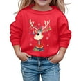 thumbnail image 1 of PMVFHDE Sweat-Shirt de Noël Imprimé pour Filles Manches Longues Col Rond Chandail Décontracté pour Confort de Saison Rouge, 6-7 Ans, 1 of 4