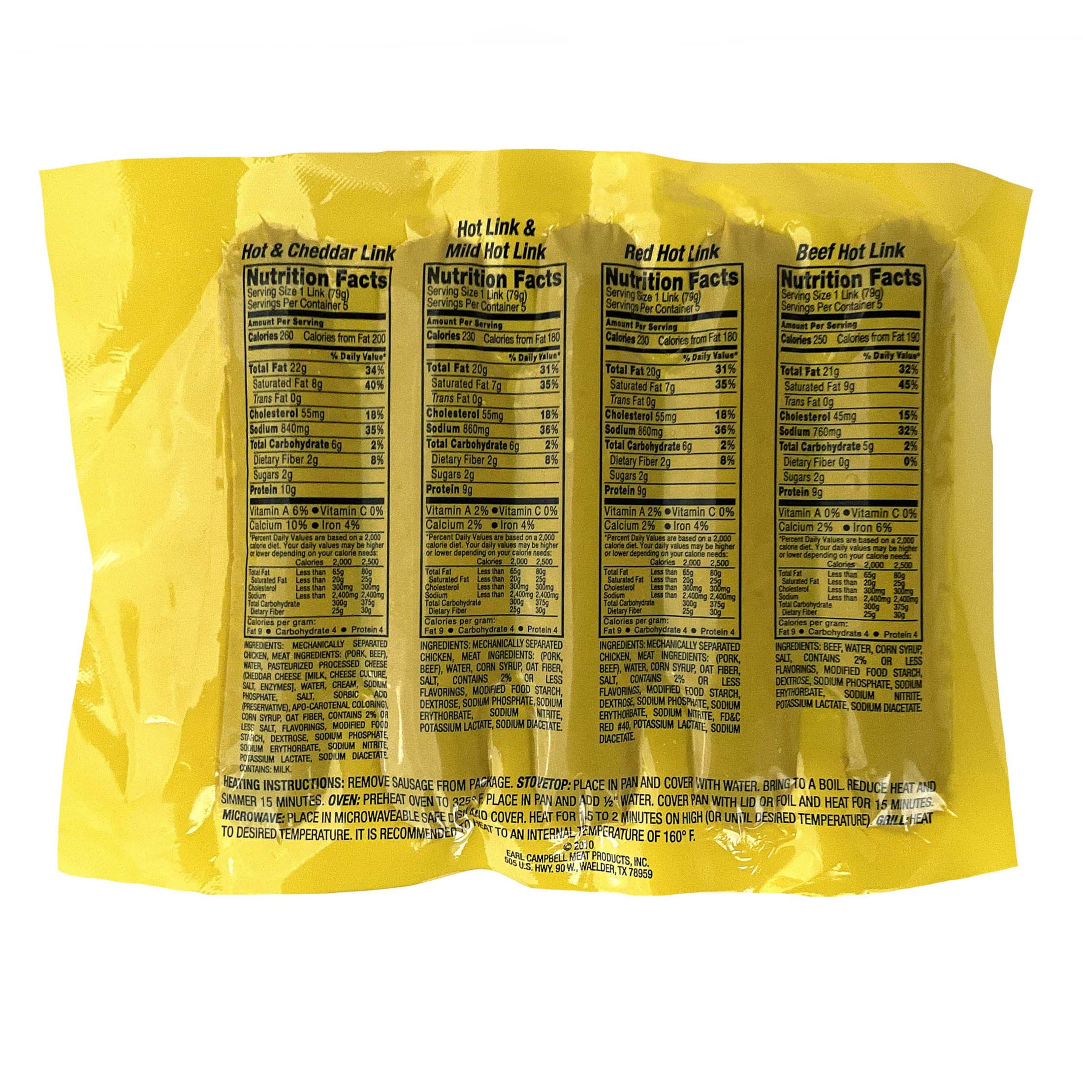 Earl Campbell's Smoked Sausage Hot Link, 14 oz, 5 Count (Refrigerated)