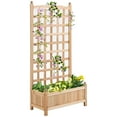 thumbnail image 1 of Outsunny 24' x 12' x 49' Raised Garden Bed with Trellis Board Back & Strong Wooden Design, 1 of 9