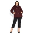 thumbnail image 2 of Avenue Women's Plus Size Faux Wool Double Breasted Long Sleeves Peacoat, 2 of 5