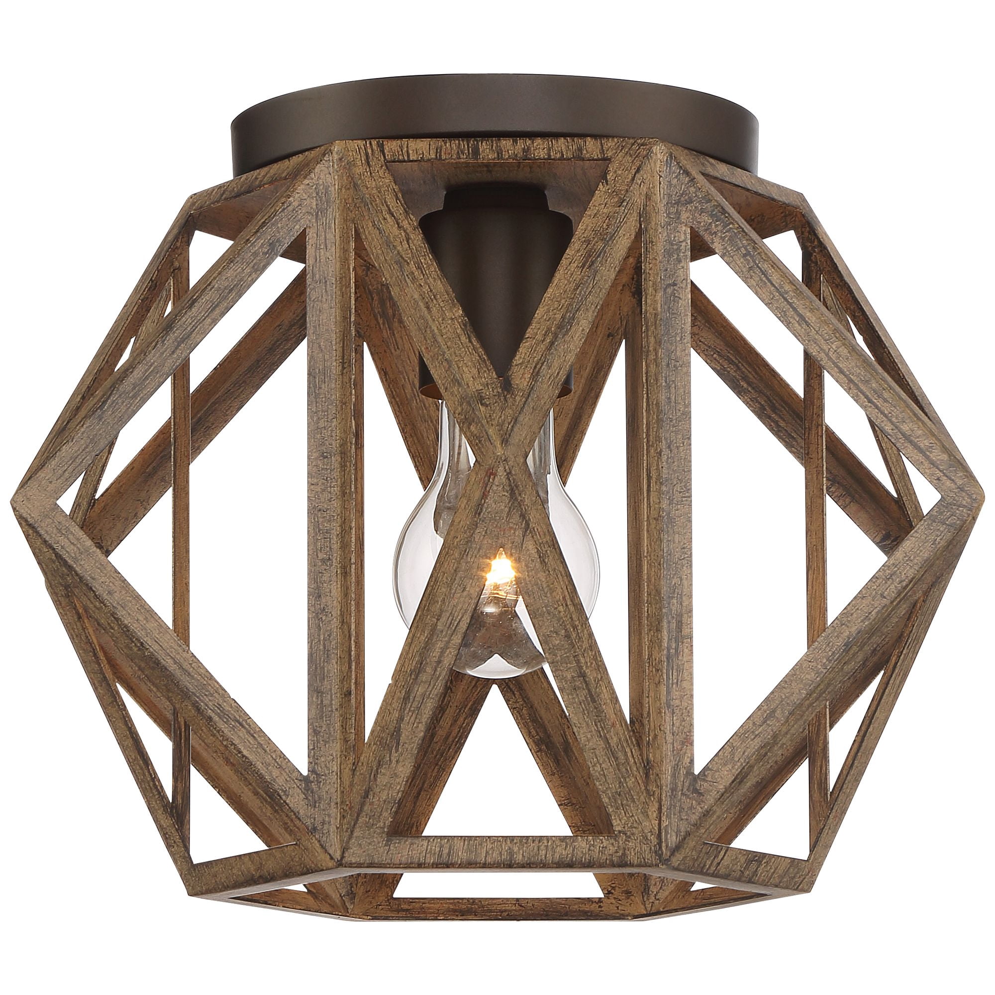 Possini Euro Design Moorcroft Rustic Farmhouse Ceiling Light Flush Mount Fixture 12 1/4" Wide Oil Rubbed Bronze Painted Wood for Bedroom Living Room