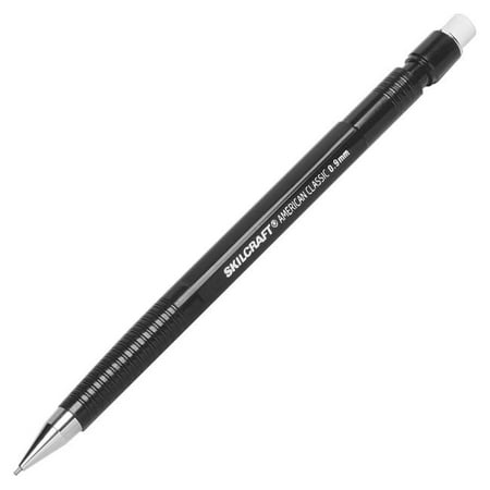 Skilcraft Mechanical Pencil, .9mm, Bold Point,12/Pk, Black Barrel