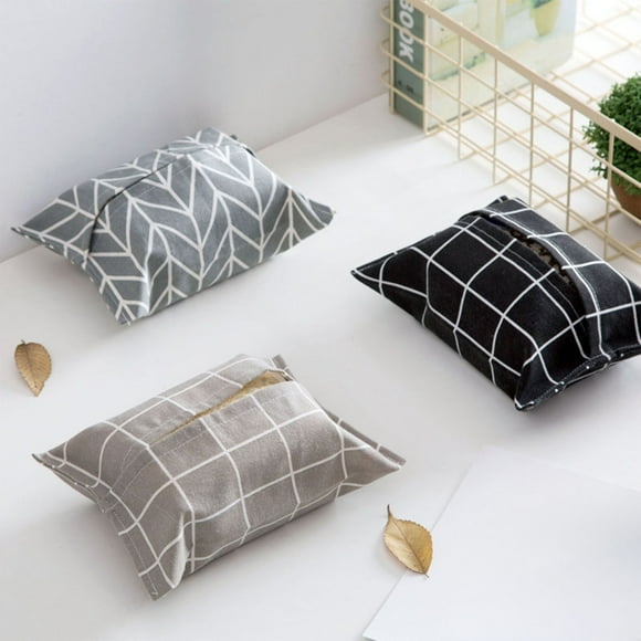 Simple Cotton Linen Tissue Box Cover for Home, Office, and Car - Washable Fabric with Drawer Mechanism for Easy Use