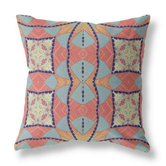 HomeRoots 411987 20 in. Cosmic Circle Boho Suede Throw Pillow, Red, Orange & Indigo