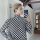 thumbnail image 5 of Camiseta de cuello alto para hombre, ropa a cuadros para hombre, estética, cuello alto, jersey informal de estilo Harajuku, top de algodón de corte regular a la moda, 5 of 5