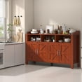 thumbnail image 5 of HAUXITIO 55" Farmhouse Buffet Cabinet with 4 Doors & Open Shelves,Kitchen Storage Sideboard for Dining Room & Living Room，Cherry, 5 of 8
