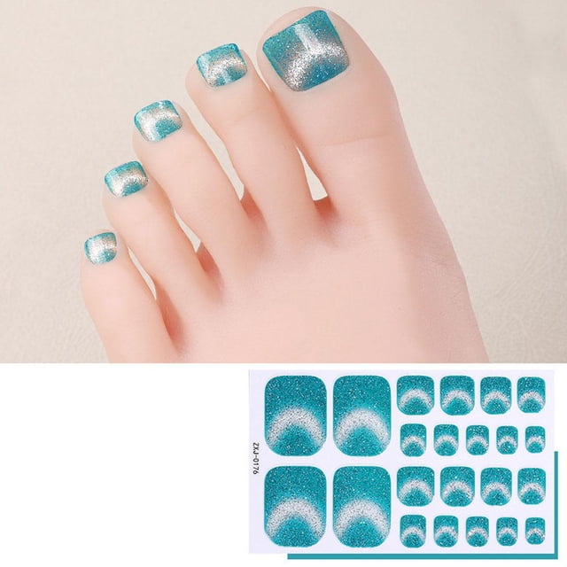 GlamToes 22pcs Cat Eye Toe Press On Fake Nails Kit, Full Cover Toenail Art Manicure Decoration with Strong Adhesive, DIY Application