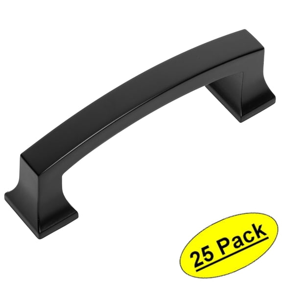 25 Pack - Cosmas 755-3FB Flat Black Contemporary Cabinet Hardware Handle Pull - 3" Inch (76mm) Hole Centers