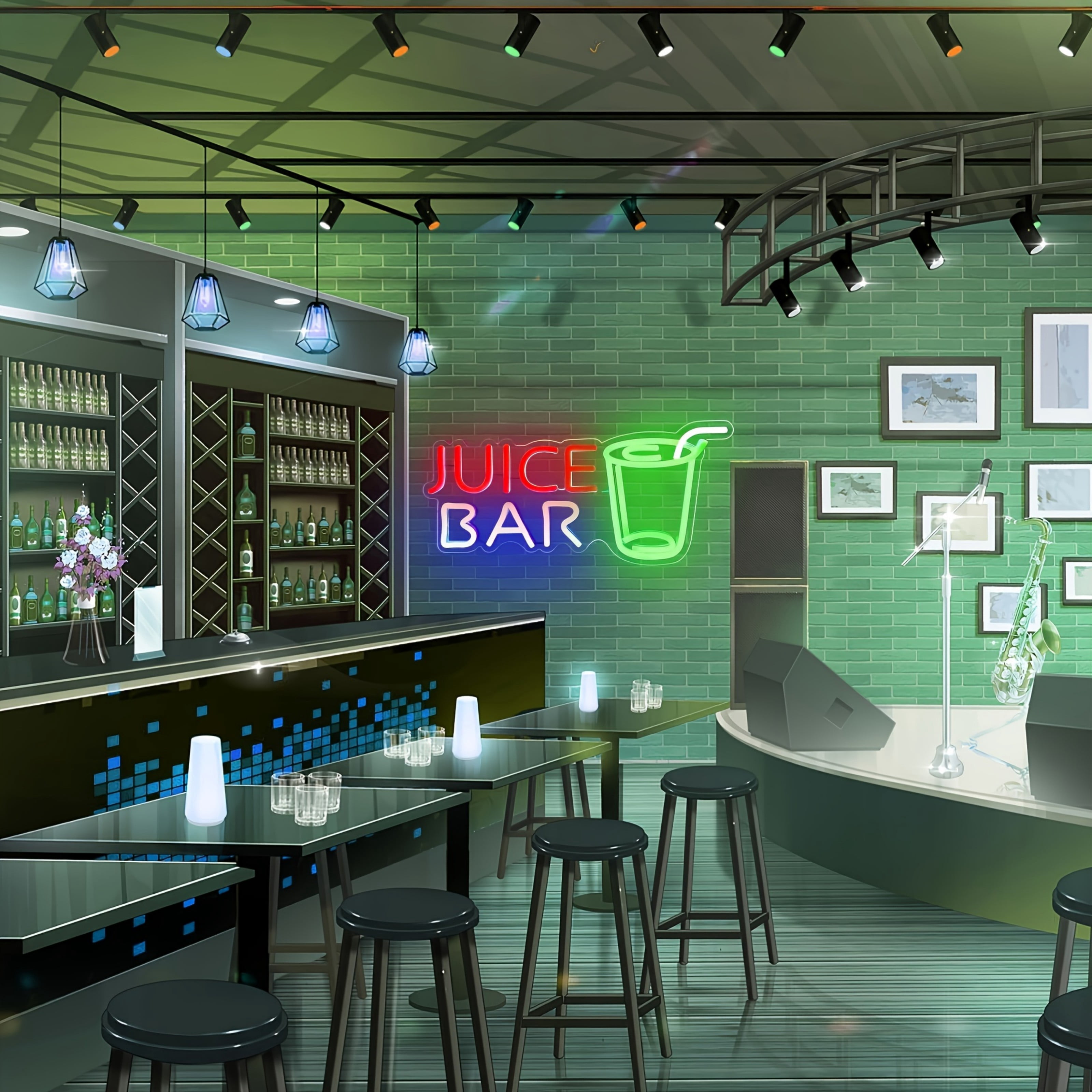 UPONRAY Juice Bar Neon Signs, 16.1"*7.1" Dimmable & USB-Powered LED Neon Light, Stylish Wall Decor for Juice Bar, Party, Restaurant, Living Room, Man Cave