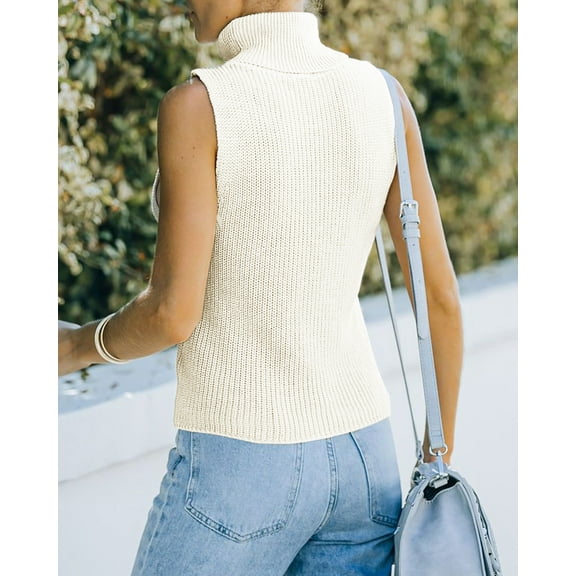 Yesfashion Women's Cap Sleeve Sweater Vest Mock Neck Knit Pullover Tank Shirt 2025 Spring Summer Sleeveless Cute Top