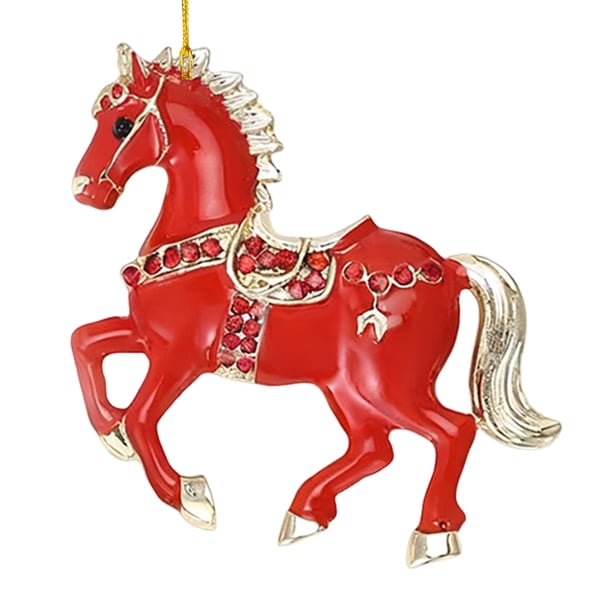 Adornos navideños con forma de caballo Decoración colgante con brillantes en forma de caballo Adorno acrílico para el árbol de Navidad para fiestas de invierno y Navidad Decoración para el hogar