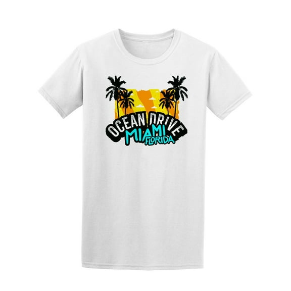 Ocean Drive Miami Florida Beach T-Shirt Men -Image by Shutterstock, Male Small