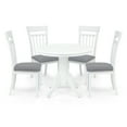 thumbnail image 2 of 5 Piece Dining Table Set, 4 Classic Style Solid Wood Warm Chairs with Pedestal Round Dining Table, Kitchen Room Set, White Color w Gray Cushions, 2 of 8
