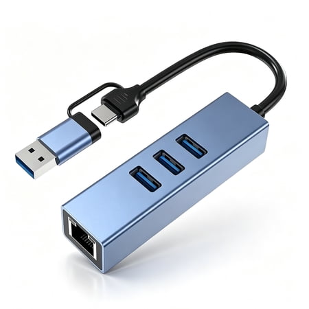 USB C to Ethernet Adapter, 4 in 1 RJ45 to USB-C/Thunderbolt 3 to Gigabit Ethernet LAN Network Adapter for MacBook Pro/Air 2023/2024, iPad Pro, iPhone 15/16 Pro/Max, Chromebook, XPS,Surface Book